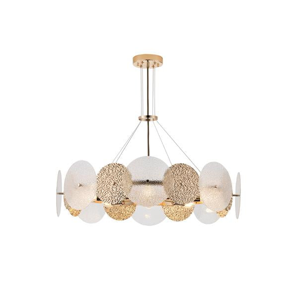 Lámpara colgante Aimur Glow oro francés de 8 luces