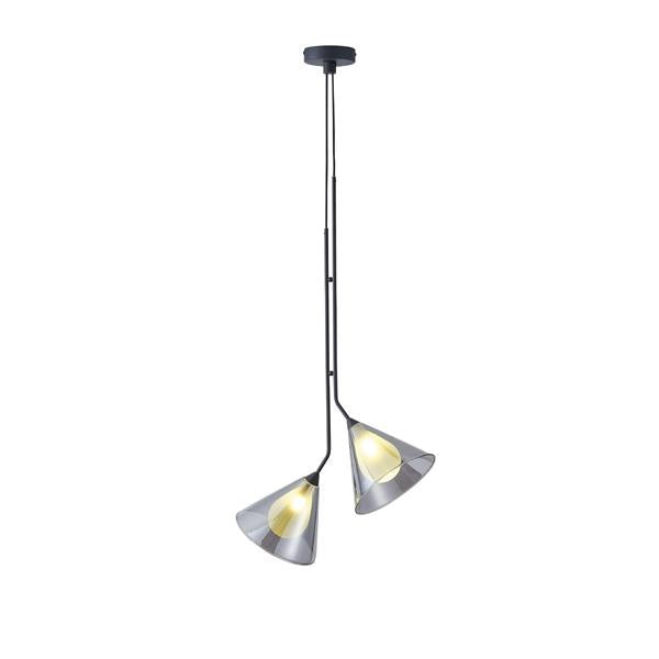 Lámpara colgante Aimur Delta ahumado de 2 luces