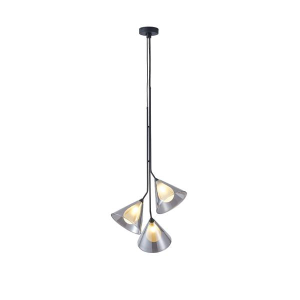 Lámpara colgante Aimur Delta ahumado de 3 luces