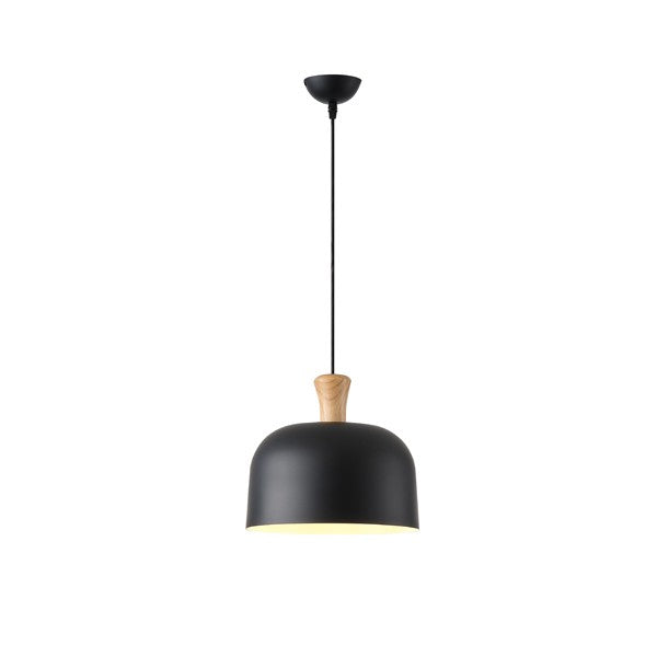 Lámpara colgante Aimur Smooth negro y madera