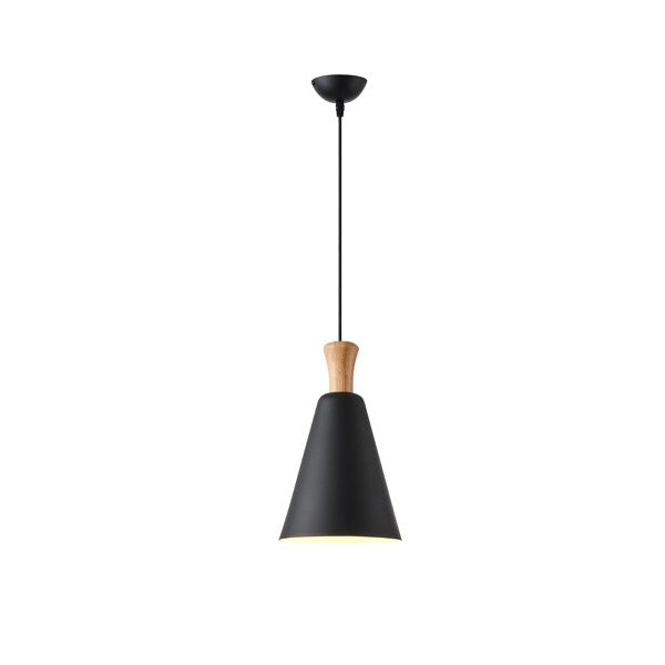 Lámpara colgante Aimur Opaco negro y madera