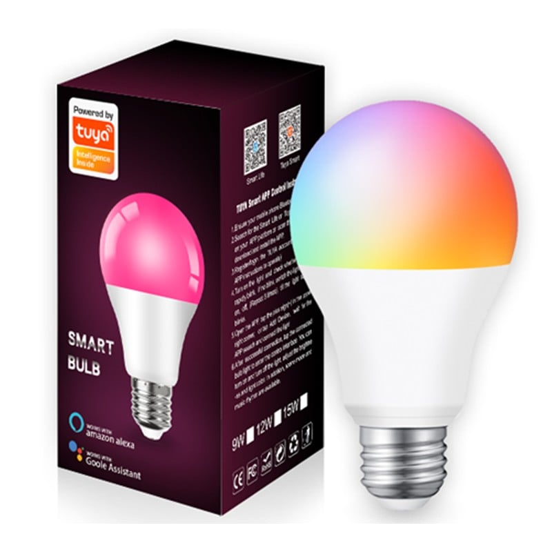 Bombilla LED estándar A60 de 9 W RGB+W con casquillo E27