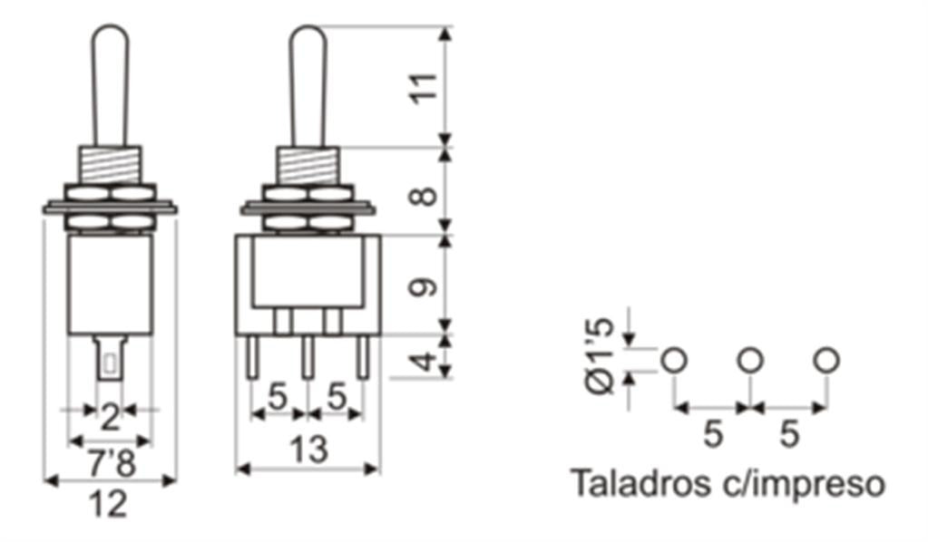 Conmutador de 1 circuito y 2 posiciones