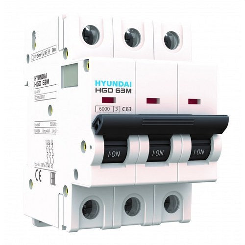 Interruptor magnetotérmico 2P 63 A curva C 6 kA Hyundai