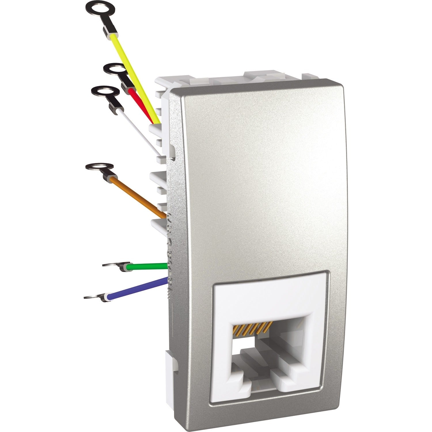 Toma de teléfono aluminio Schneider