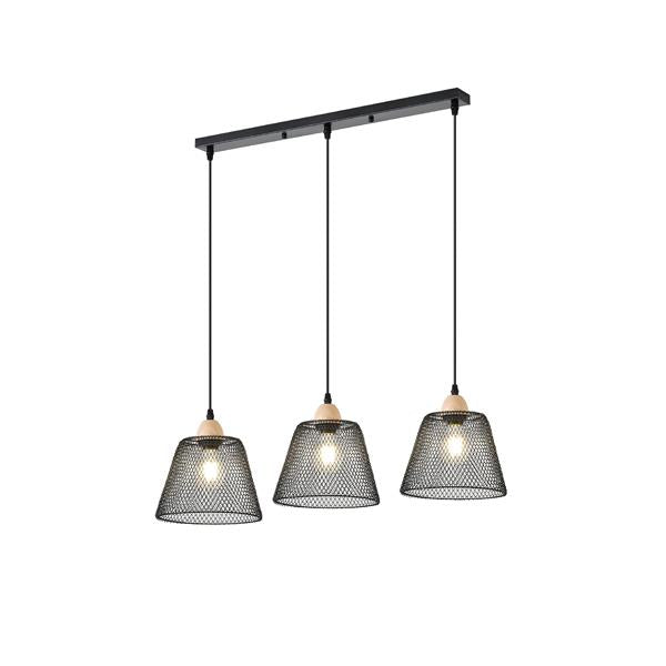 Lámpara colgante Aimur Net 3 luces lineal negro