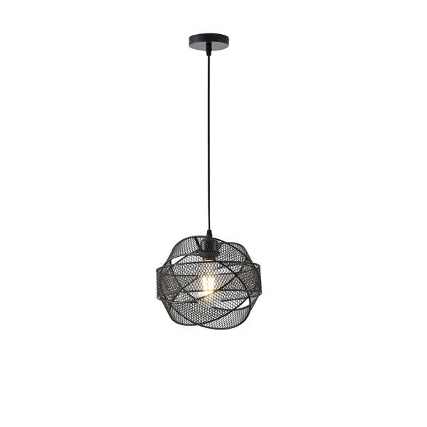 Lámpara colgante Aimur Oggi anillos de malla negro Ø450 mm