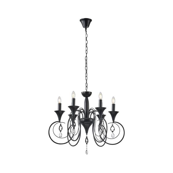 Lámpara de araña Aimur Noir negro 6 luces