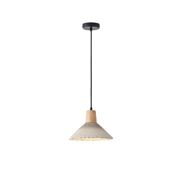 Lámpara colgante Aimur Gesso caqui y madera Ø250 mm
