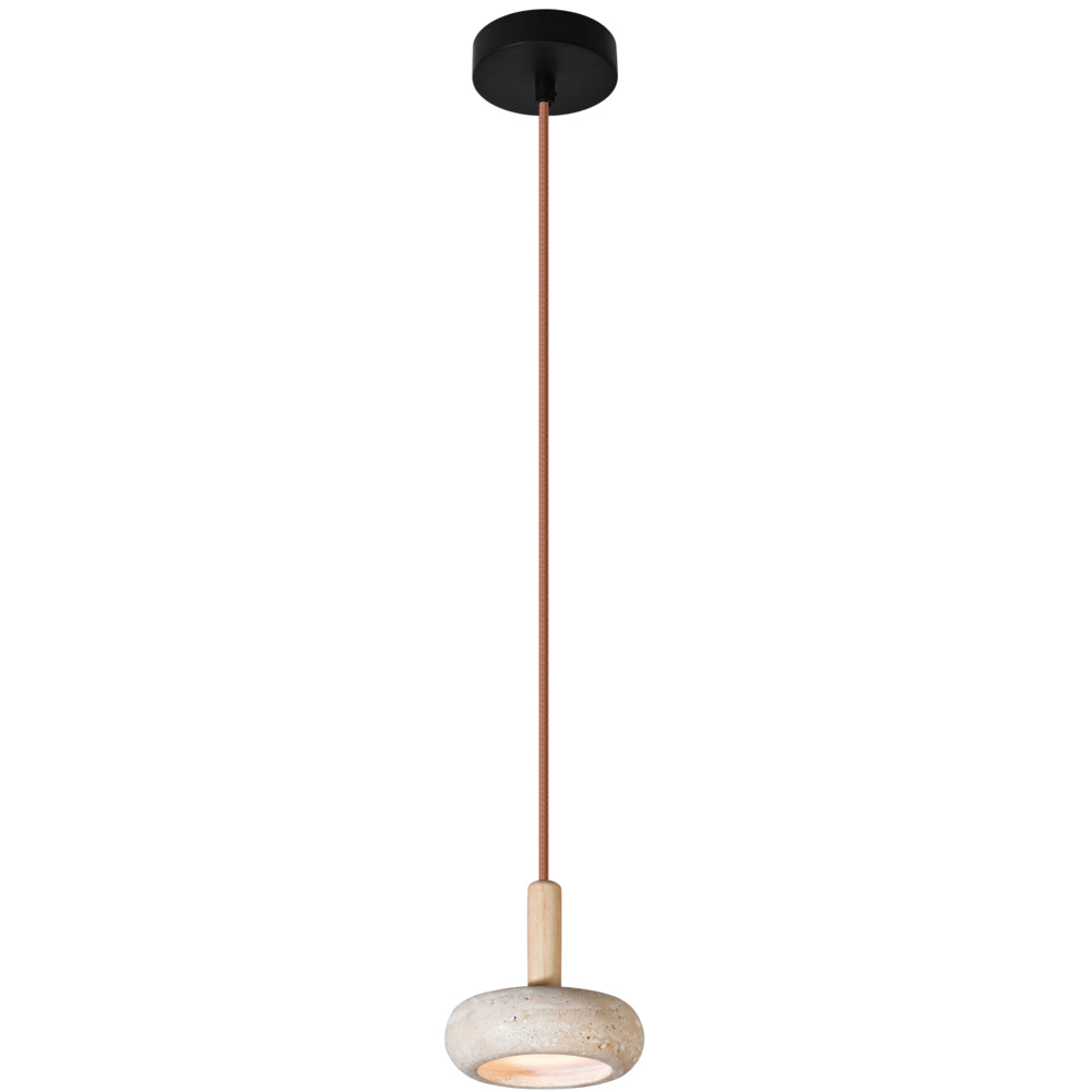 Lámpara colgante LED Aimur Lito travertino y madera