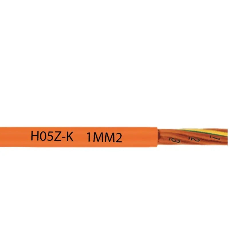 Rollo de cable H05Z1-K (AS) de 1 mm² color naranja