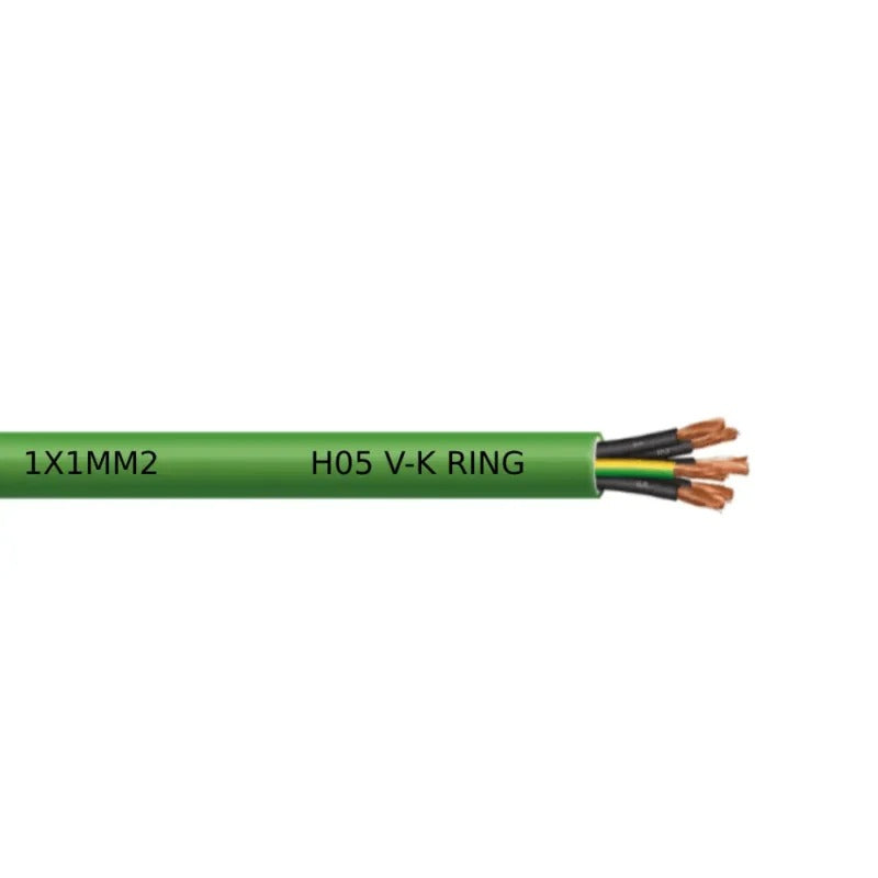 Rollo de cable H05Z1-K (AS) de 1 mm² color verde
