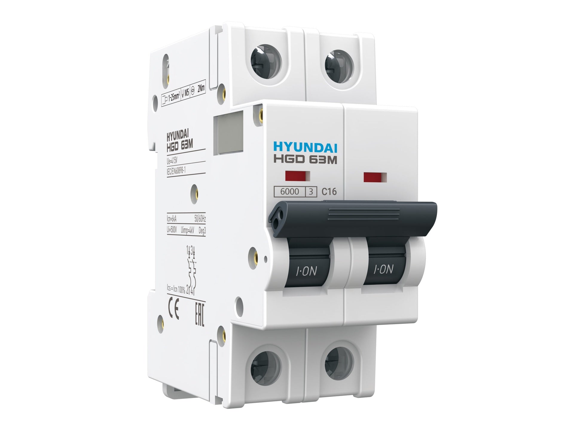 Interruptor magnetotérmico Hyundai HGD63-M de 2 polos
