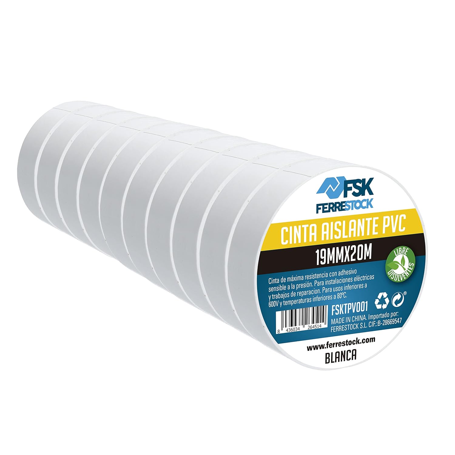 Rollos de cinta aislante de PVC blanca