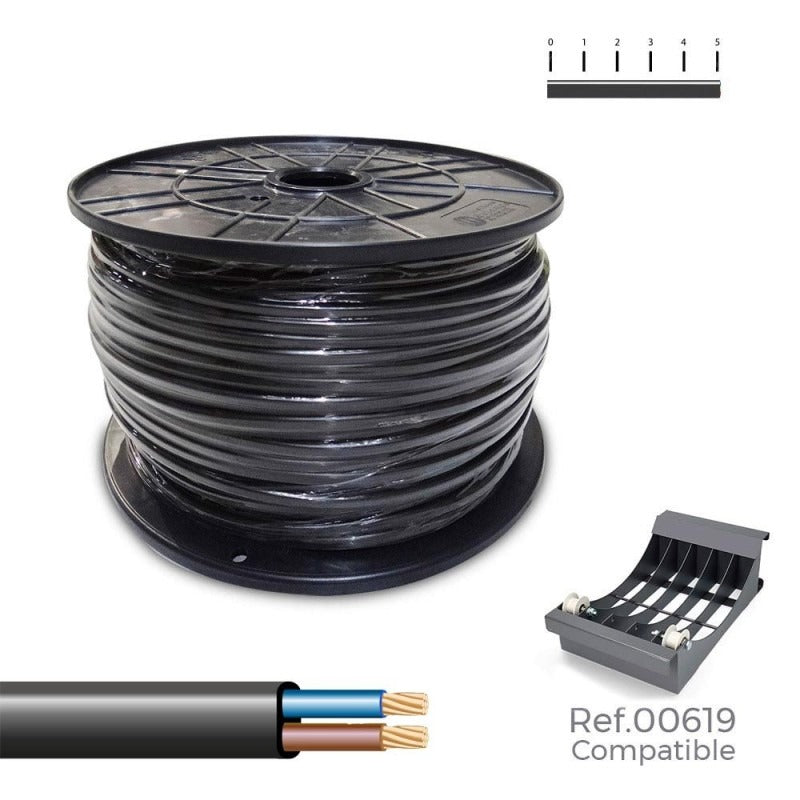 Manguera plana H03VVH2-F de 2 x 0,75 mm² negra