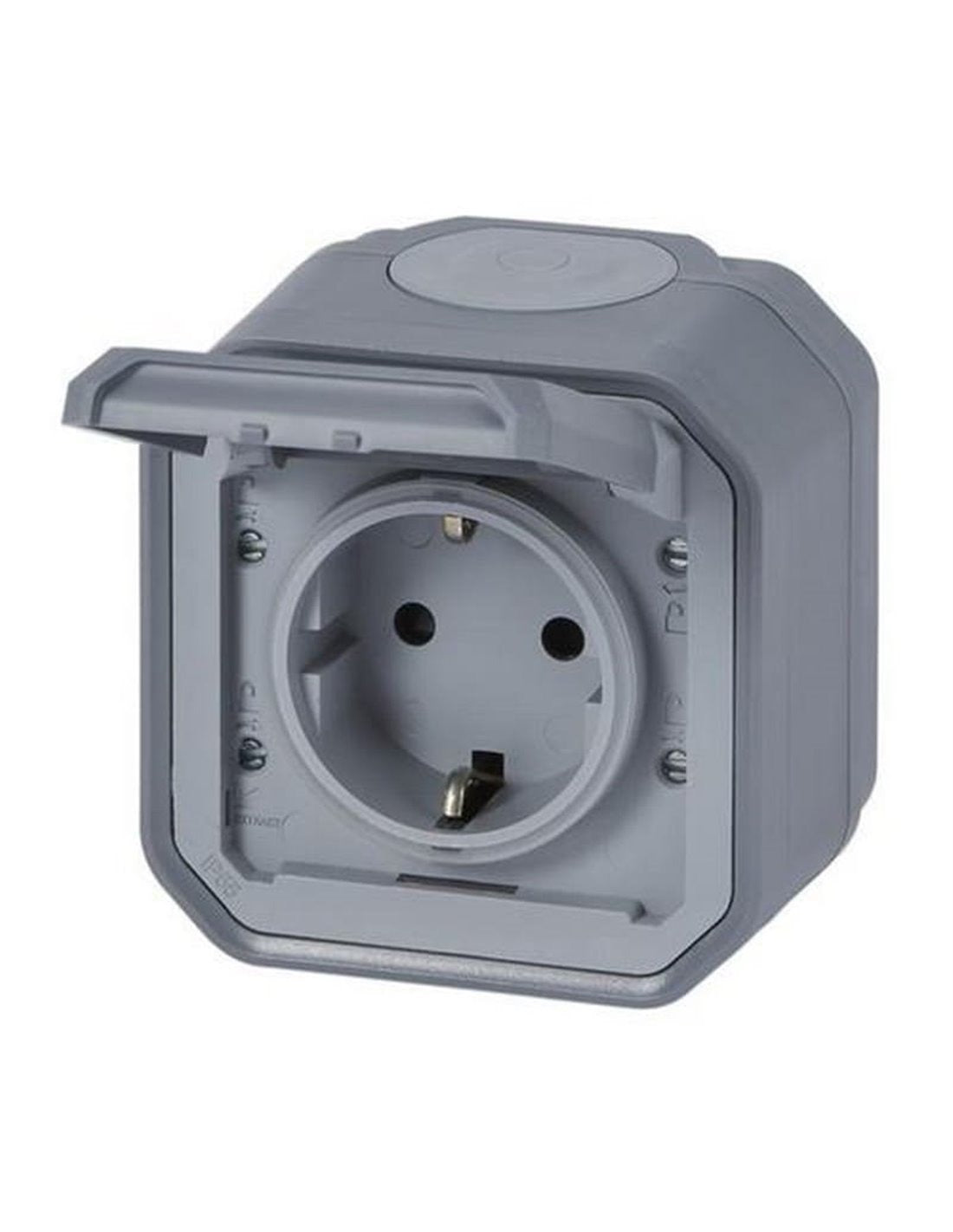 Toma Schuko gris estanca IP55