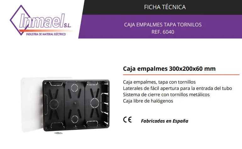 Caja de empalmes Inmael 300 × 200 × 60 mm – Ref. 6040
