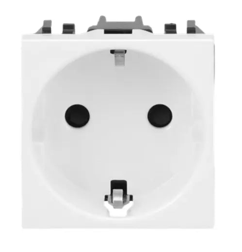 Base de enchufe Niessen 2P+T con protección infantil blanca – Ref. 2288 BL