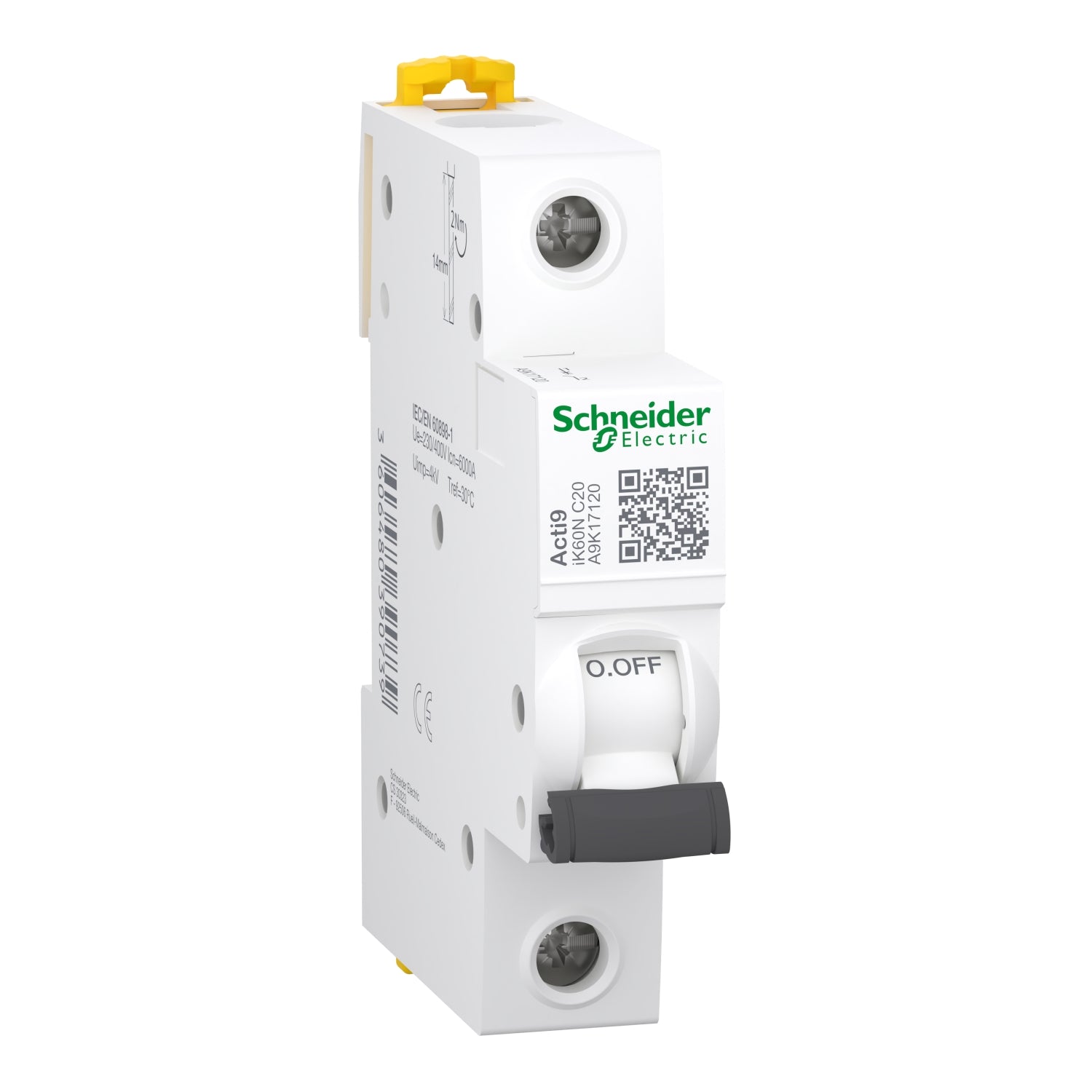 Interruptor magnetotérmico Schneider Acti9 iK60N 1P 20 A curva C (A9K17120)