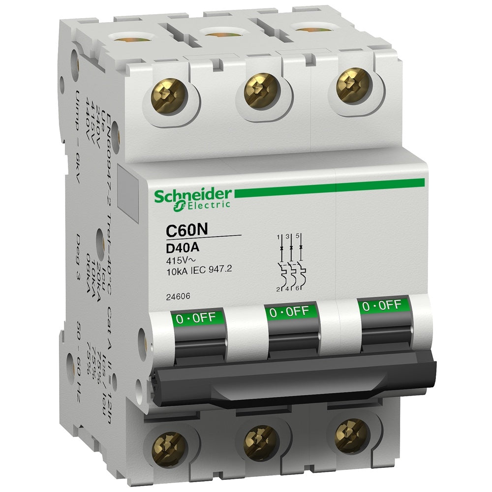Interruptor magnetotérmico Schneider C60N 3P 25 A curva D (24676)