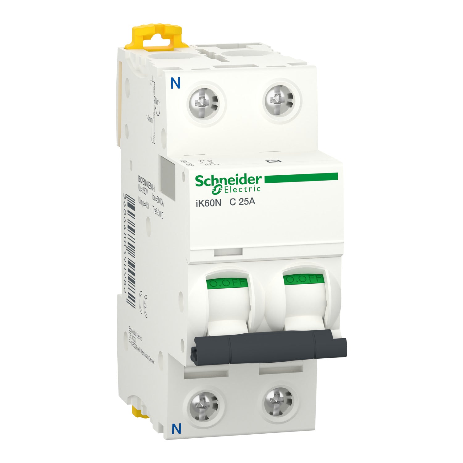 Interruptor magnetotérmico Schneider Acti9 iK60N 1P+N 25 A curva C (A9K17625)