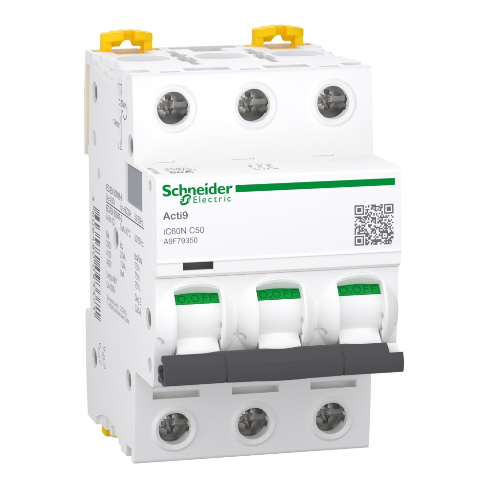 Interruptor magnetotérmico Schneider Acti9 iC60N 3P 50 A curva C (A9F79350)