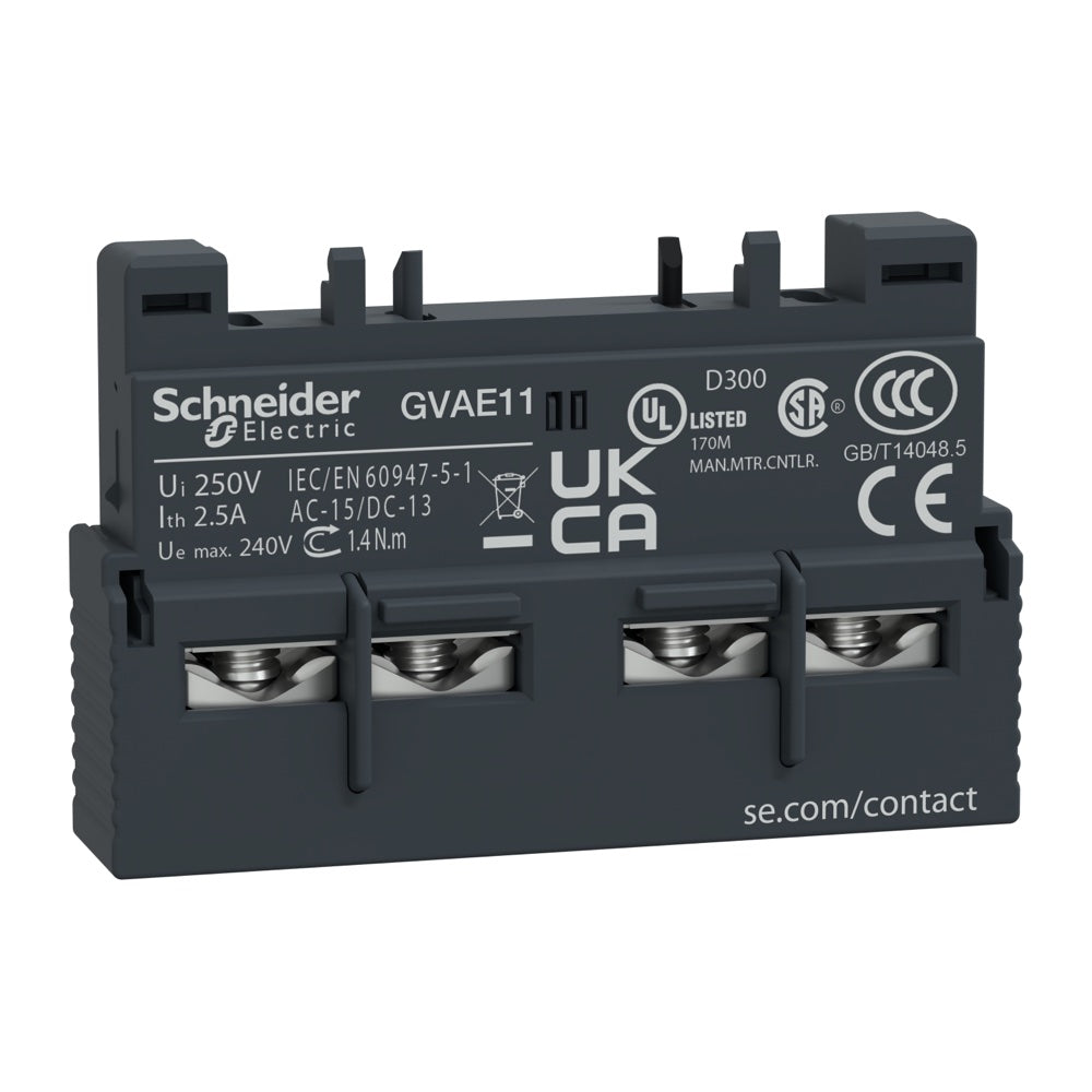 Contacto auxiliar frontal Schneider TeSys GV 1 NA + 1 NC (GVAE11)