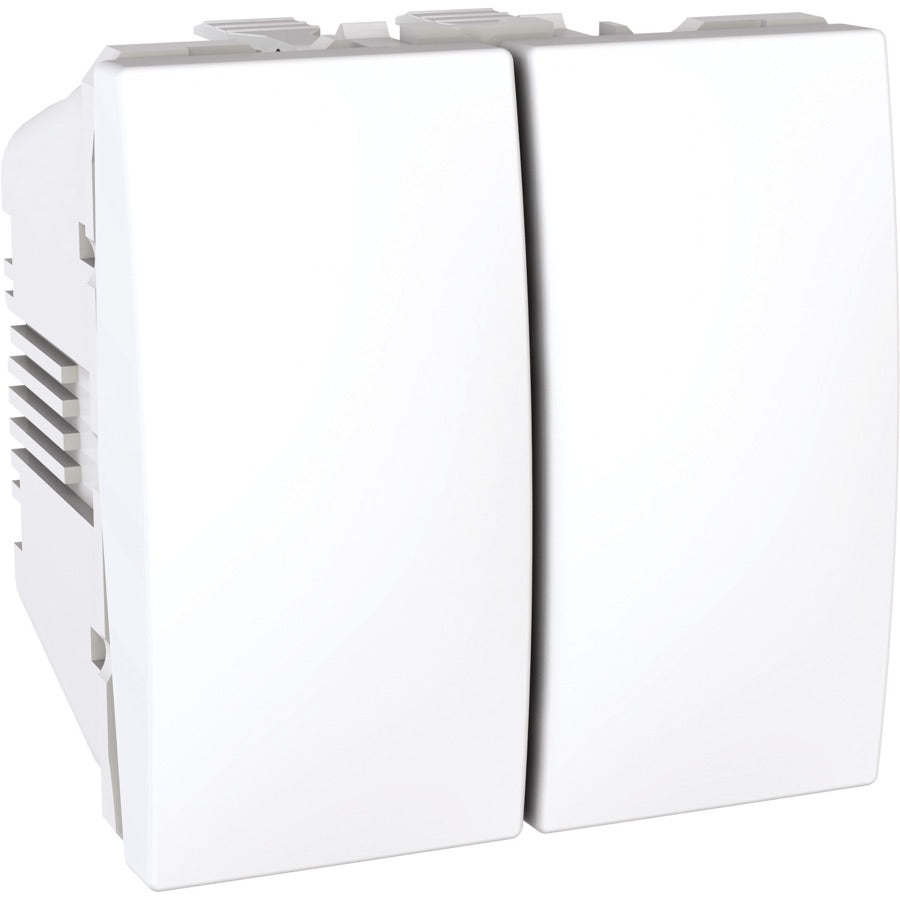 Doble conmutador Schneider Unica 10 AX blanco polar - referencia MGU3.213.18