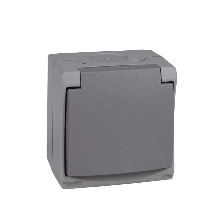 Base de enchufe Schuko Schneider Mureva 16 A IP55 gris - referencia ENN36731