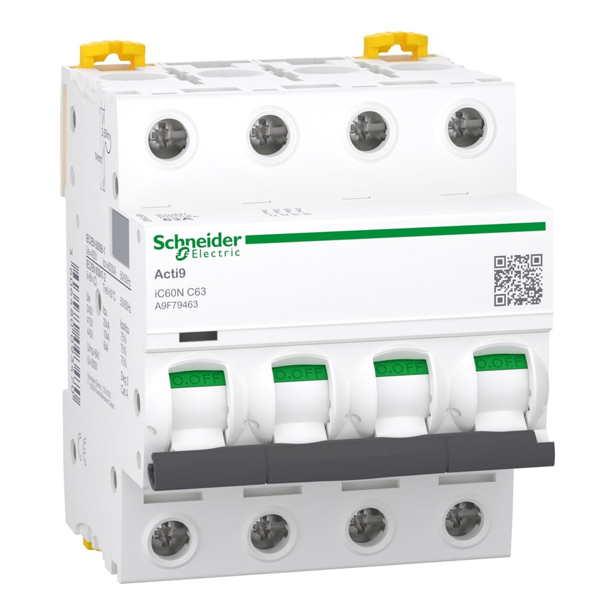 Magnetotérmico Schneider Acti9 iC60N 4P 63 A curva C - referencia A9F79463