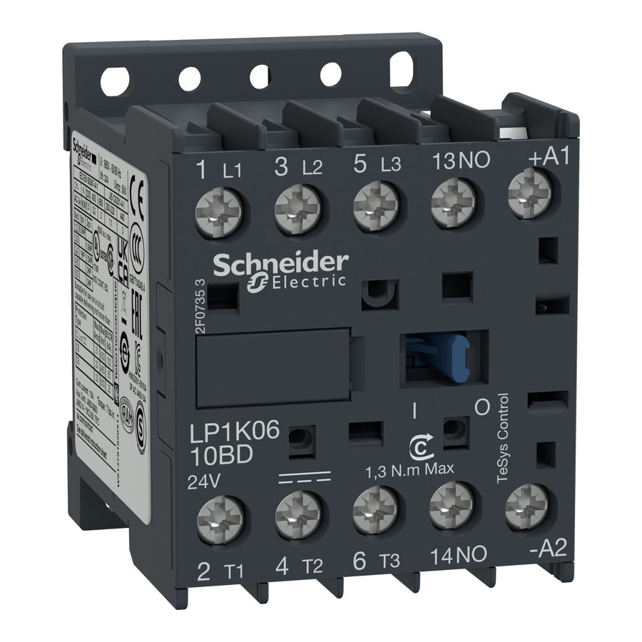 Contactor Schneider TeSys K LP1K0910BD 3P 9 A 24 V CC - referencia LP1K0910BD