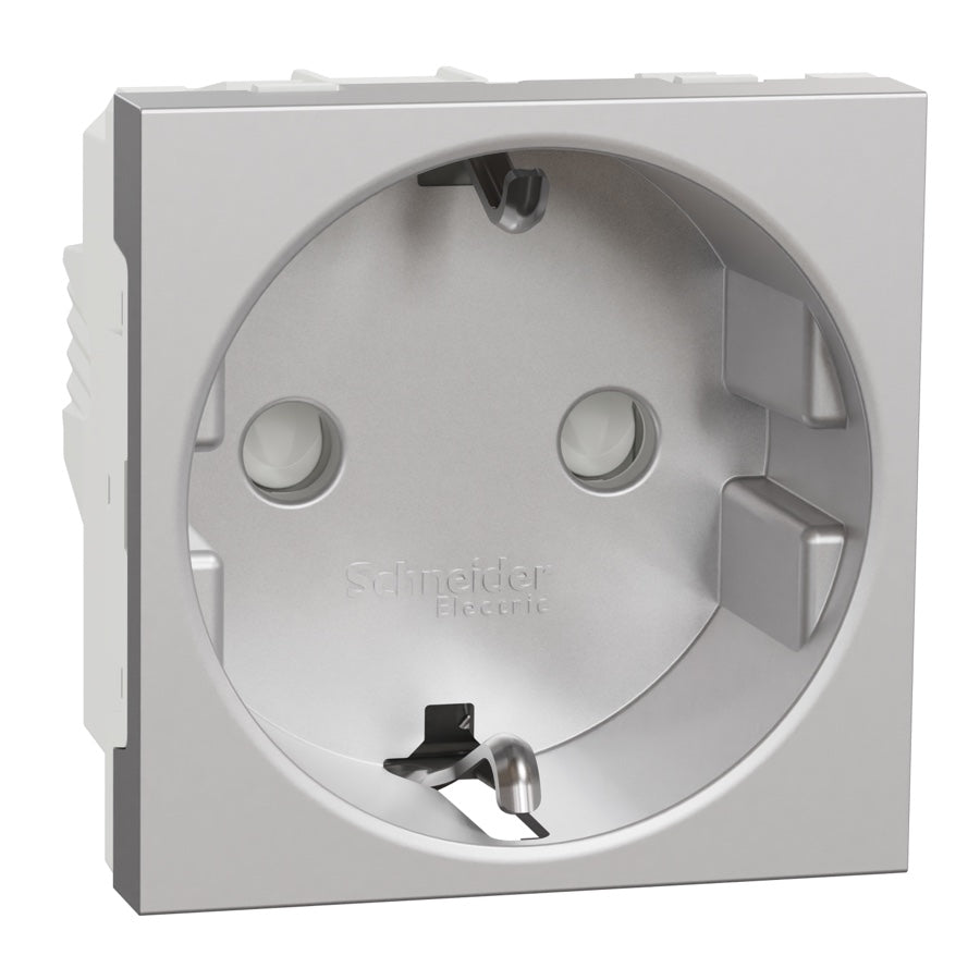 Base de enchufe Schuko Schneider New Unica 16 A aluminio - referencia NU303730