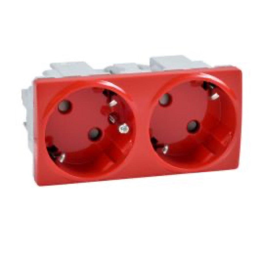 Base doble Schuko Schneider Unica 16 A roja - referencia U3.067.03