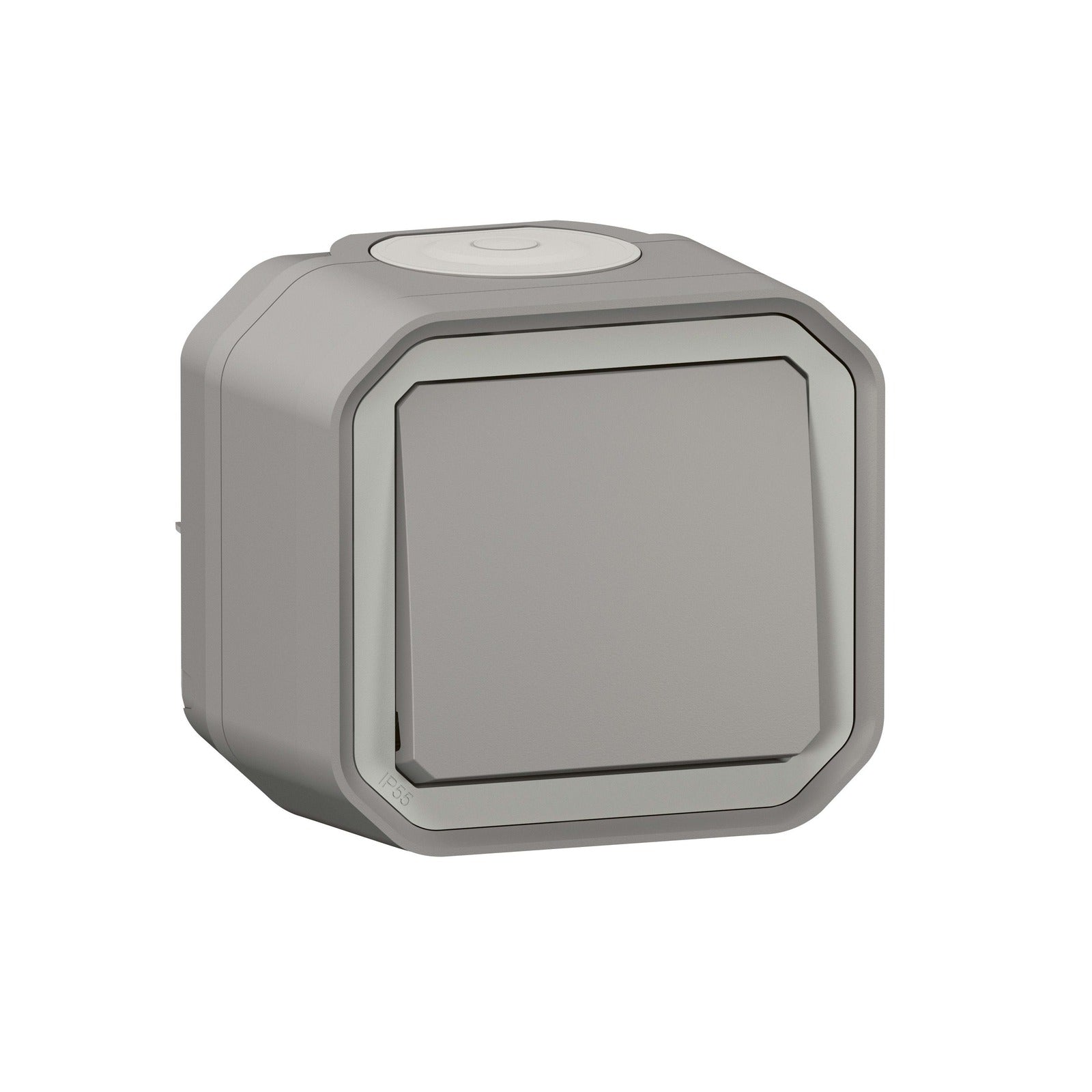 Pulsador NA Legrand Plexo monobloc de superficie 10A, gris IP55 - referencia 069720L