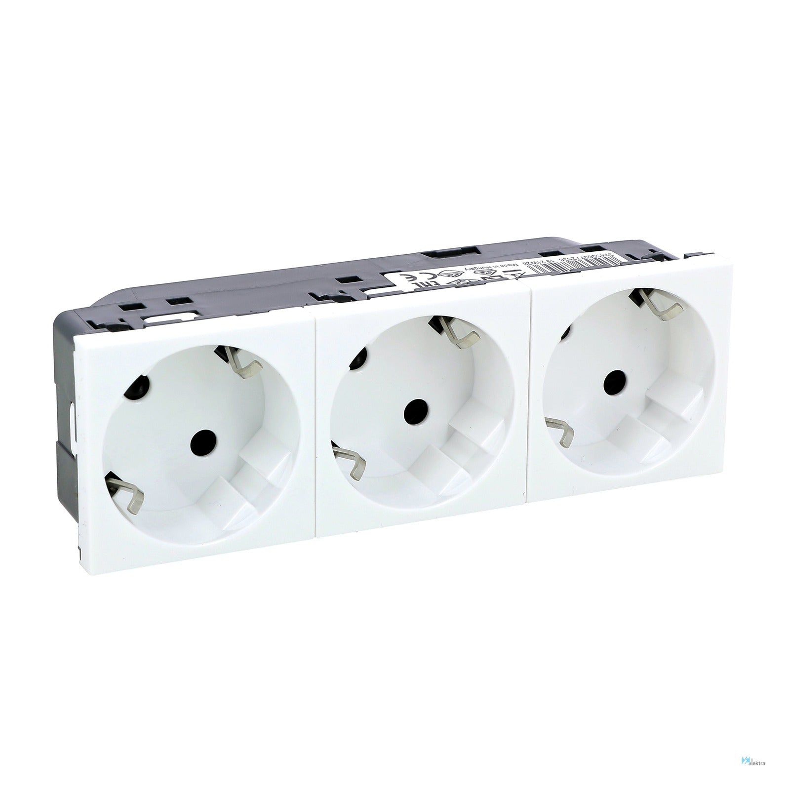 Base triple Schuko Legrand Mosaic 2P+T 45°, blanca - referencia 077253