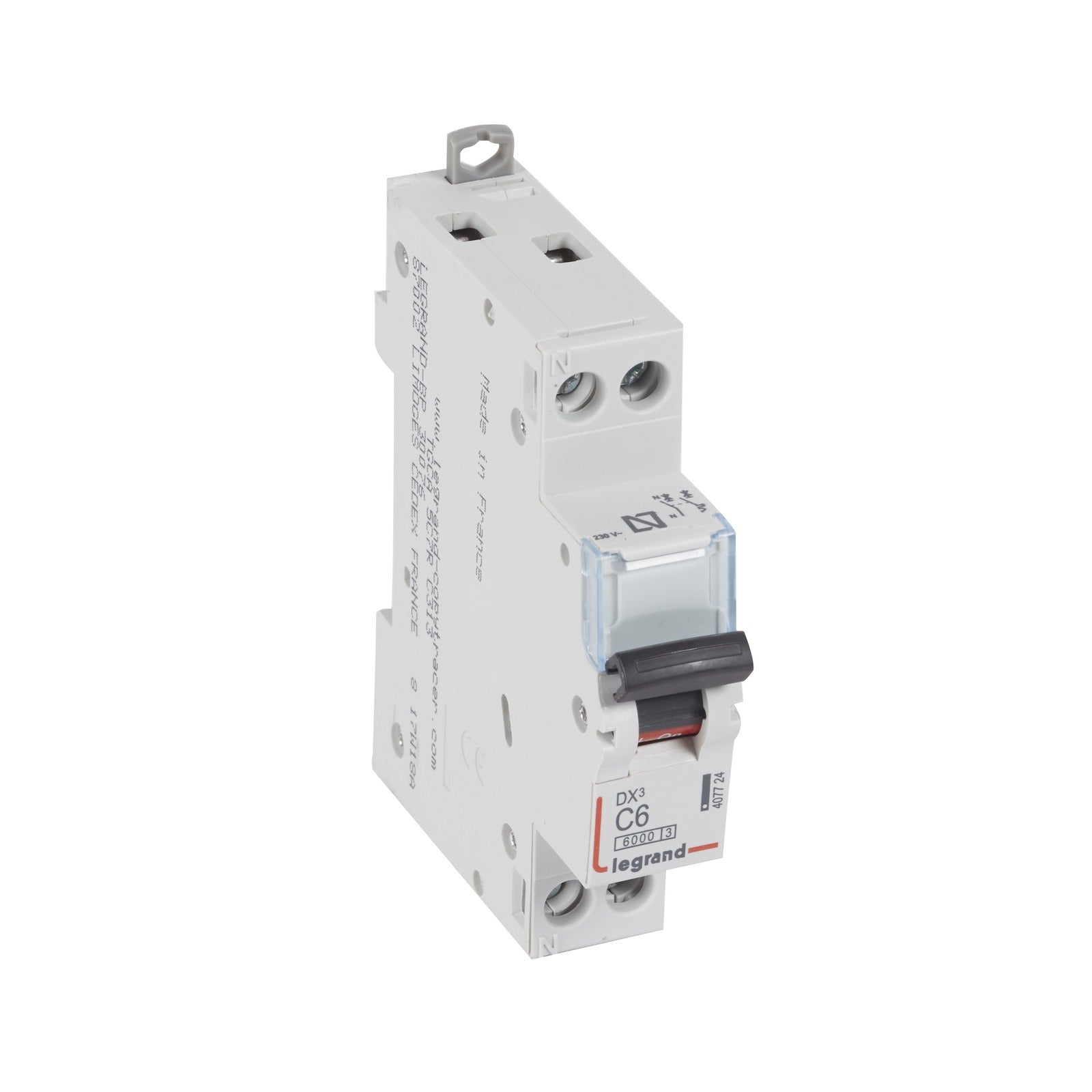 Magnetotérmico Legrand DX3 1P+N 6A curva C 6kA - referencia 407724