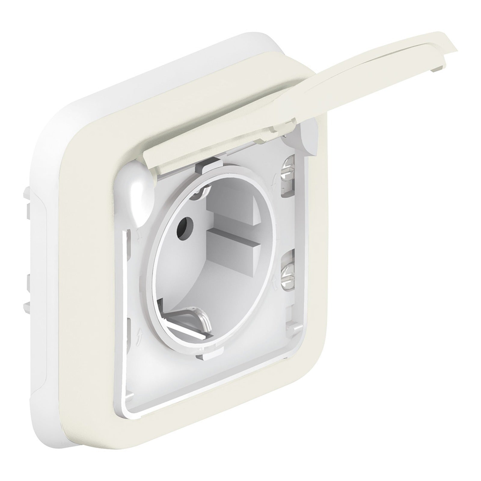 Base de enchufe Legrand Plexo monobloc 2P+T con tornillos, blanca - referencia 069869