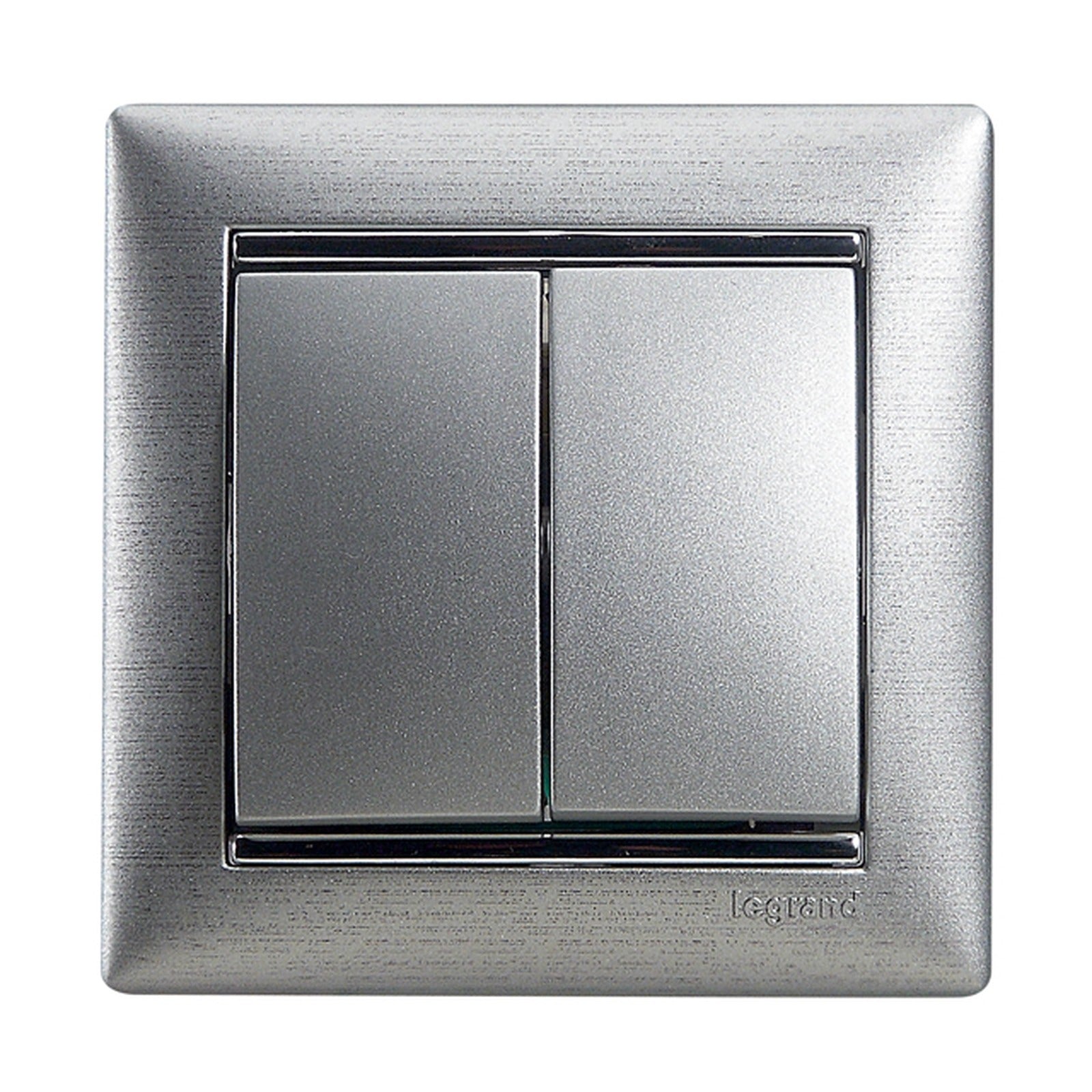 Conmutador doble Legrand Valena unipolar 10AX 250 V aluminio brillante - referencia 770108
