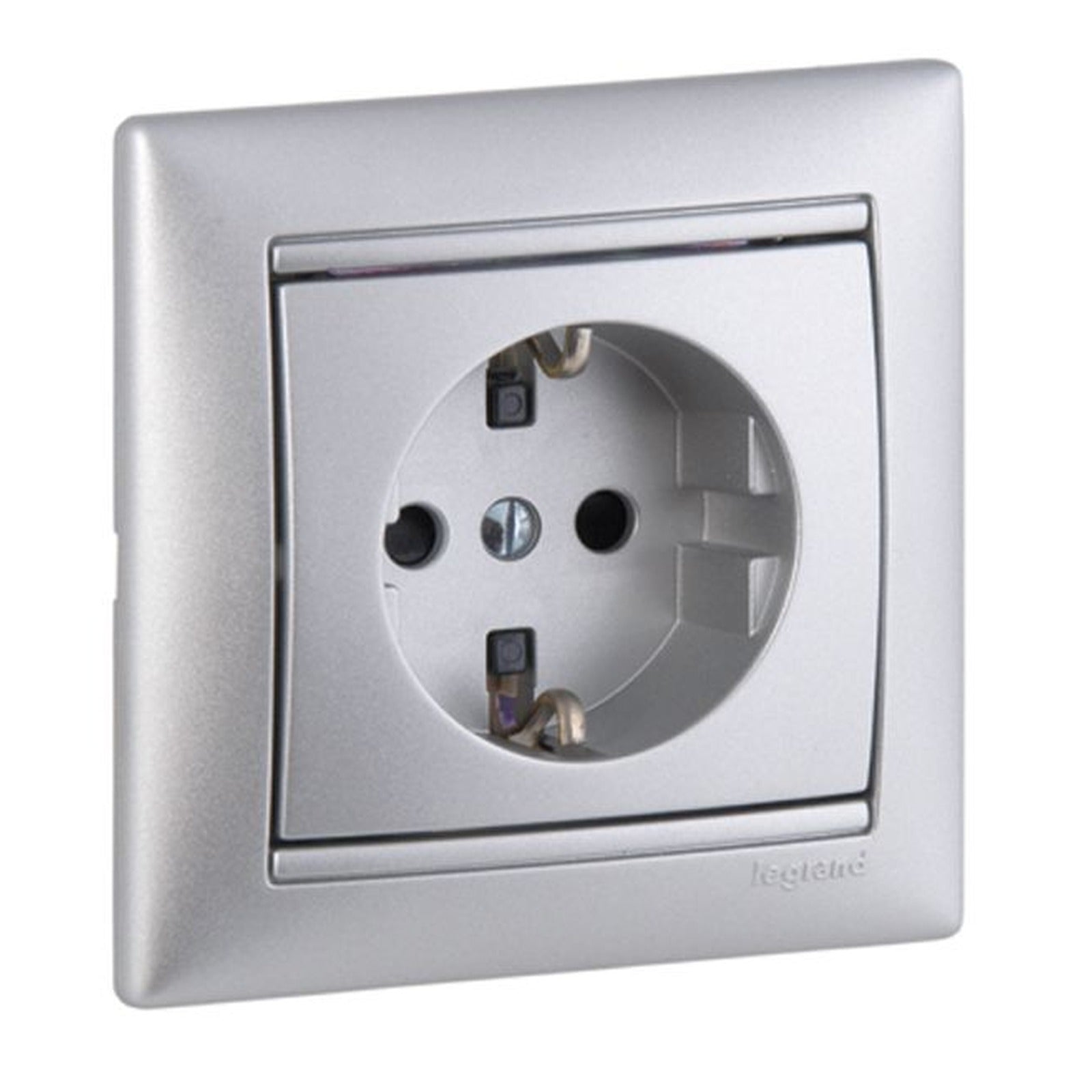 Base de enchufe Legrand Valena 2P+T 10/16A 230 V aluminio brillante - referencia 770121