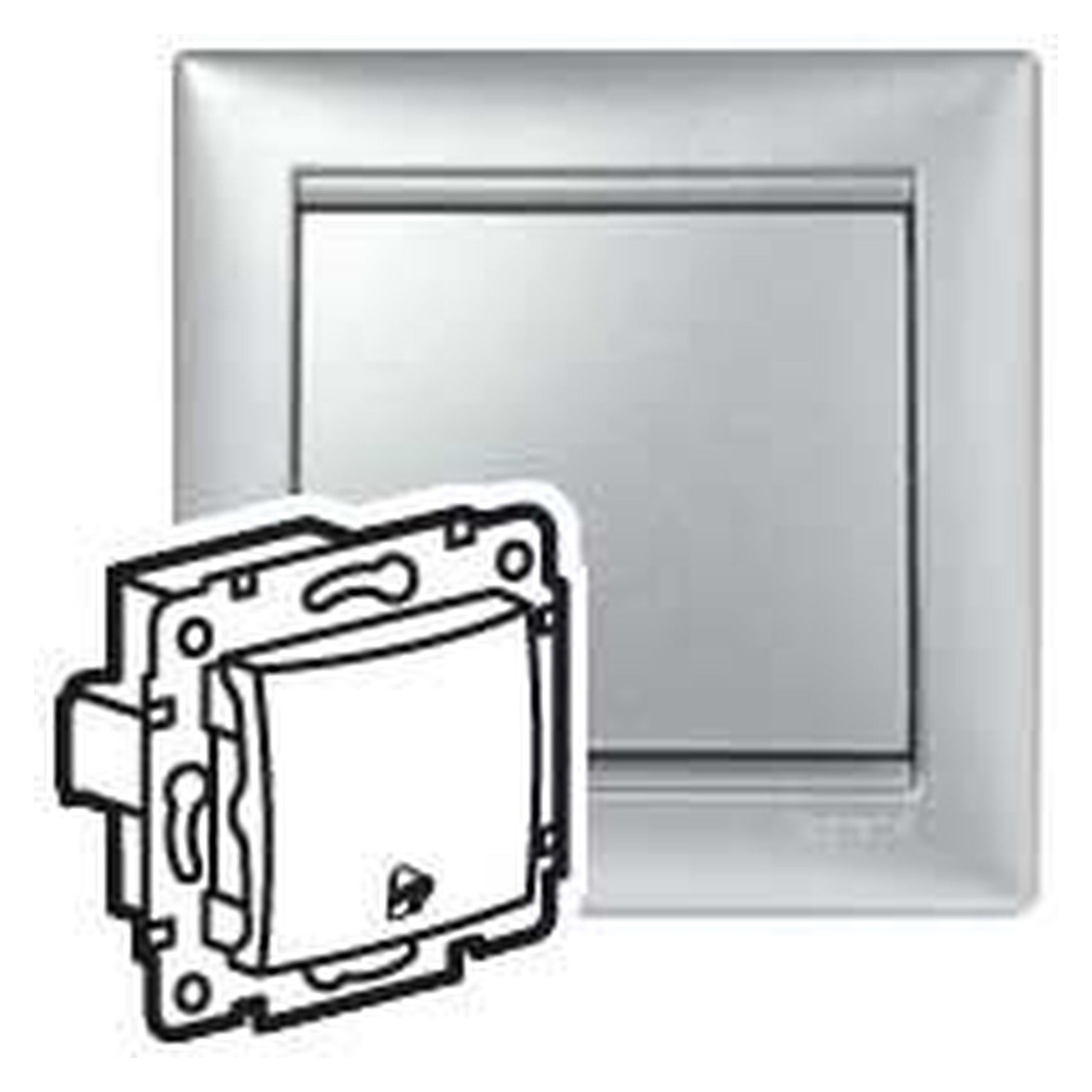 Pulsador Legrand Valena con símbolo de campana 10A 230 V aluminio brillante - referencia 770216