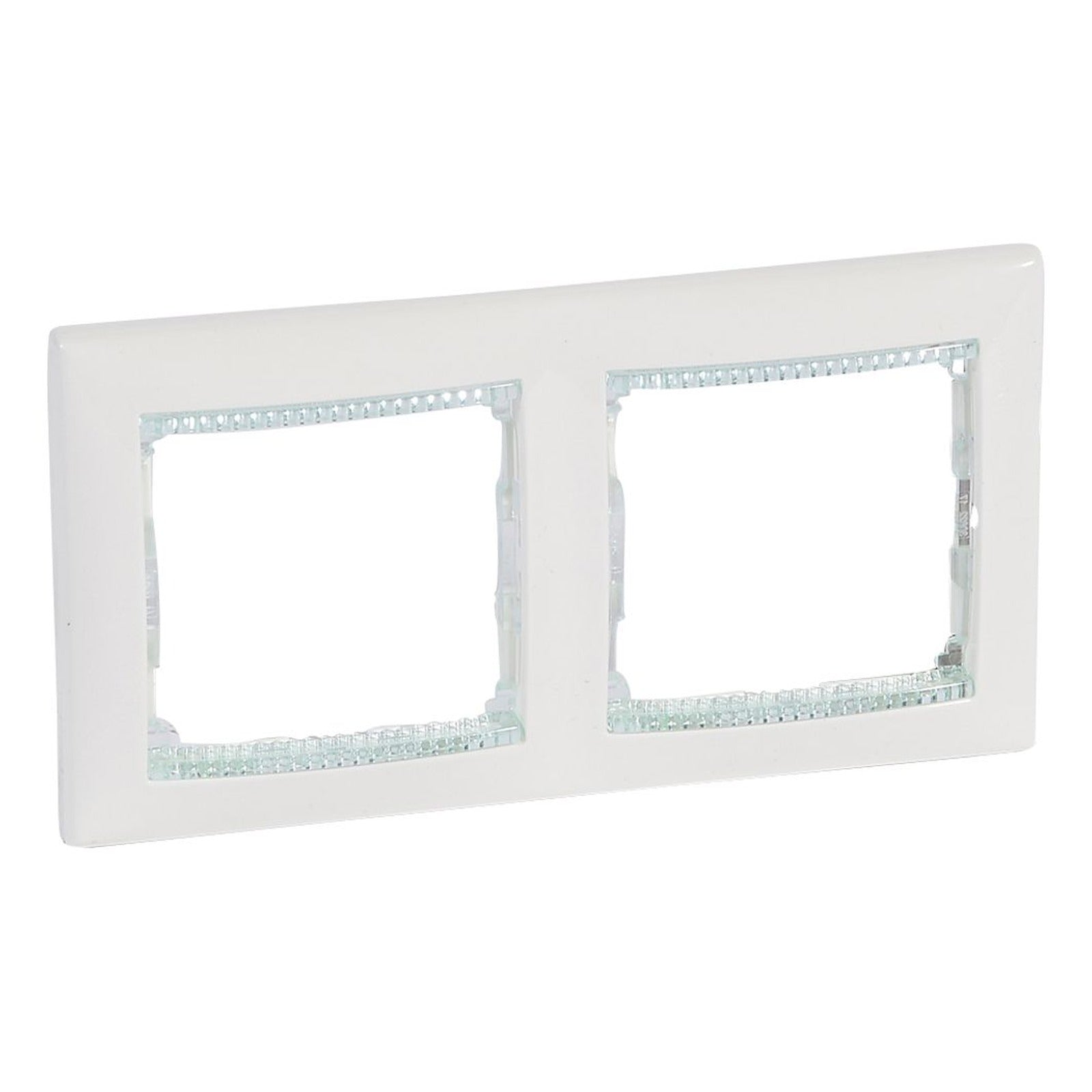 Placa Legrand Valena 2 elementos horizontal blanco y cristal - referencia 774462