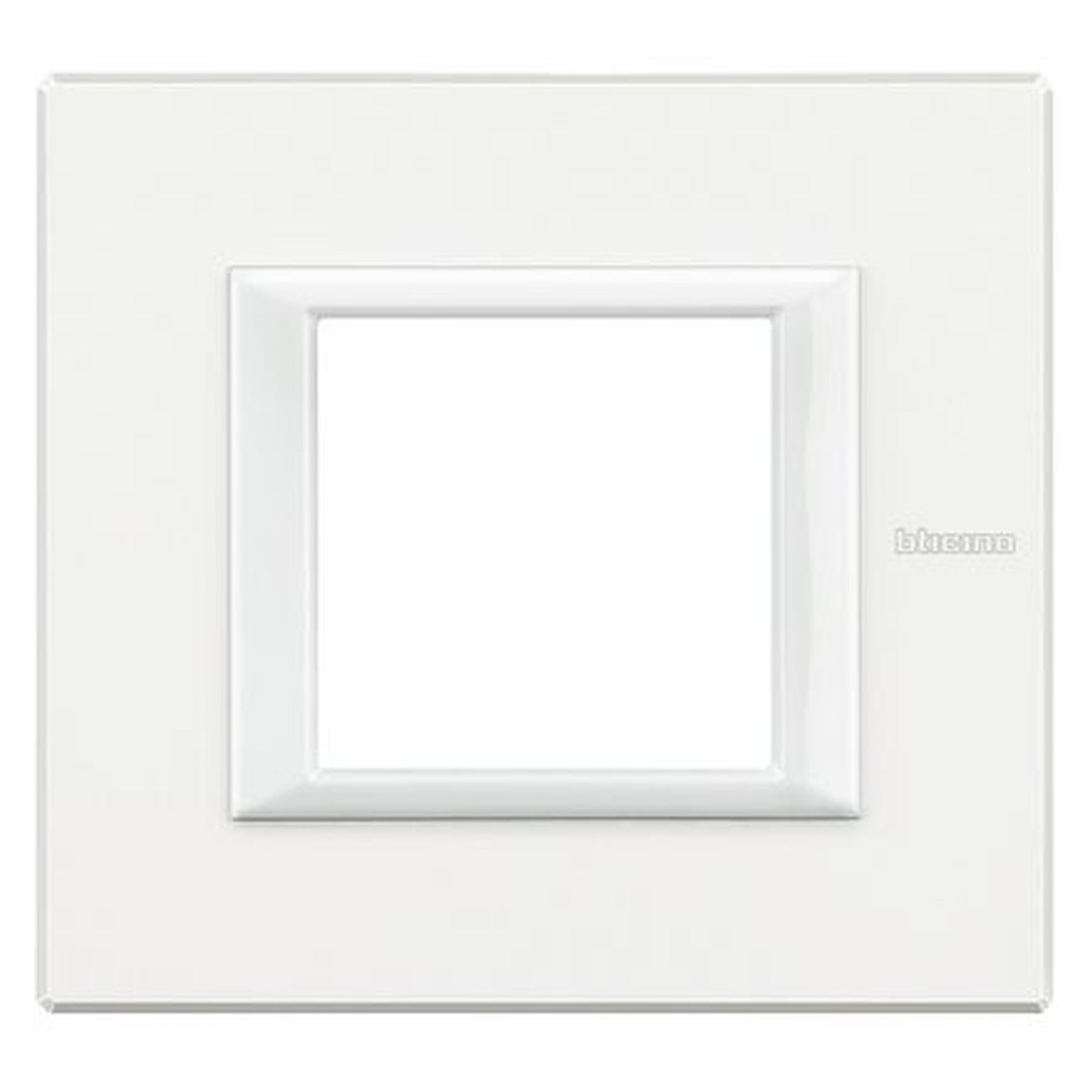 Placa rectangular BTicino Axolute de 2 módulos, metal blanco - referencia HA4802HD