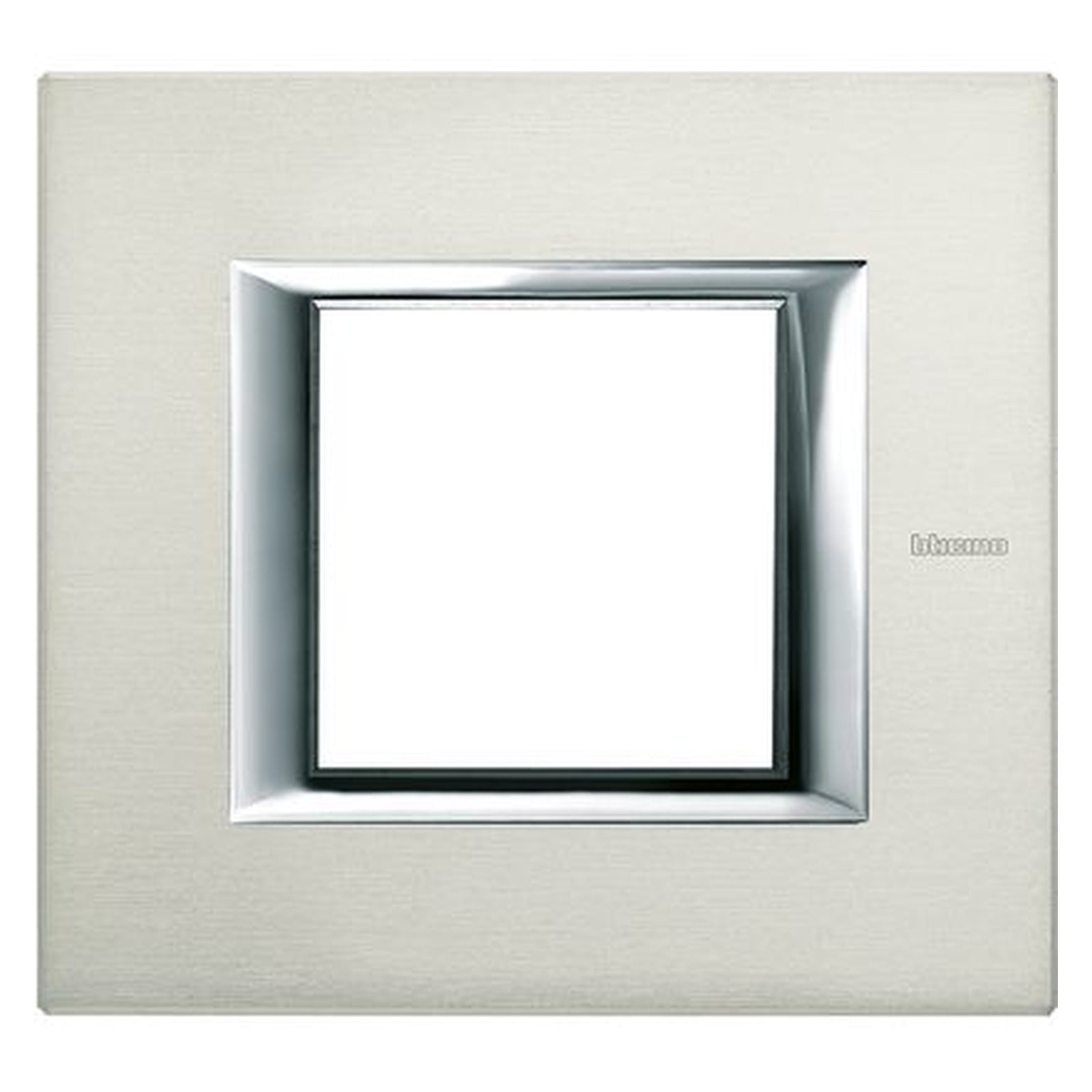 Placa rectangular BTicino Axolute de 2 módulos, aluminio cepillado - referencia HA4802XC