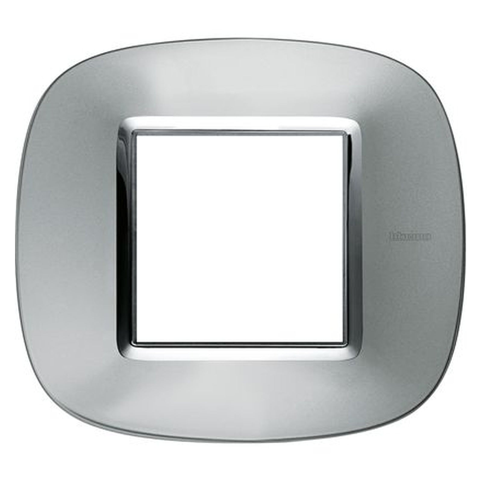 Placa elíptica BTicino Axolute de 2 módulos, aluminio - referencia HB4802XC