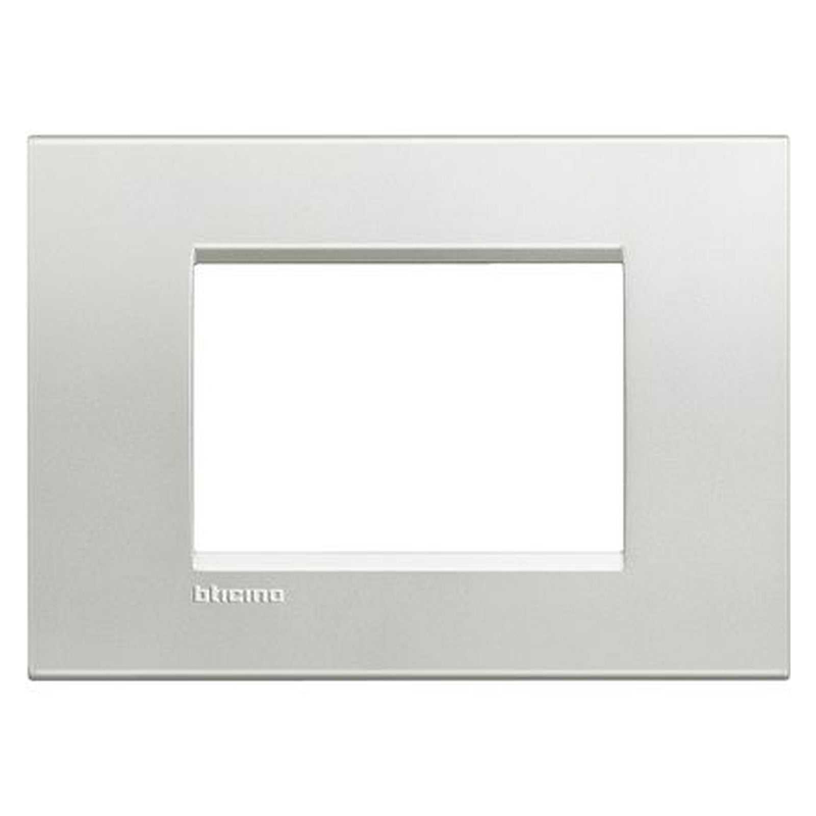 Placa cuadrada BTicino Livinglight de 3 módulos, plata - referencia LNA4803AG