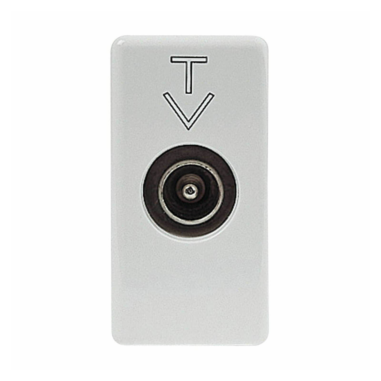 Base coaxial TV-SAT Gewiss clase A, IEC macho 9,5 mm, pasante 10 dB, 1 módulo, System White - referencia GW20382
