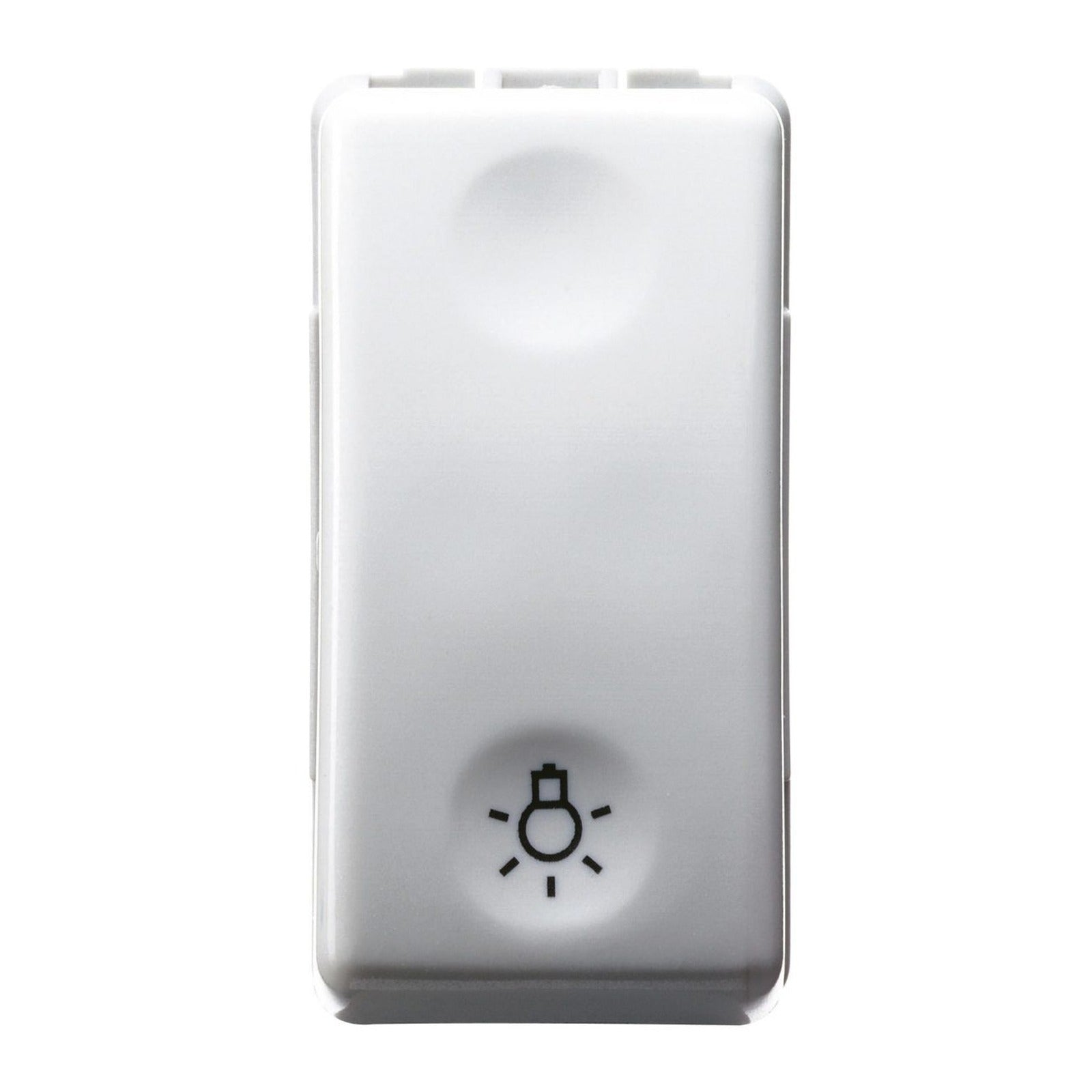 Pulsador unipolar 250 Vac Gewiss, NA 10A, con símbolo luz, 1 módulo, System White - referencia GW20513
