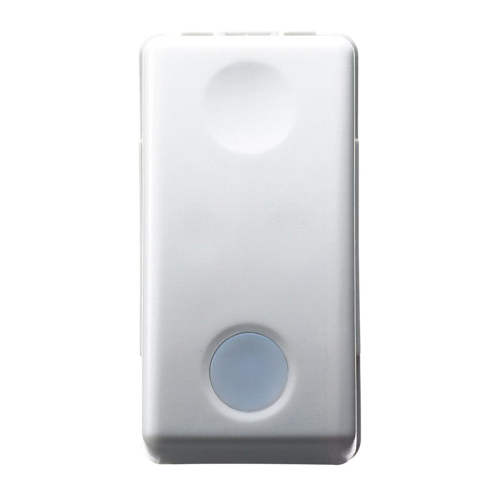Pulsador unipolar 250 Vac Gewiss, NA 10A, luminoso 230 V, con lente neutra reemplazable, 1 módulo, System White - referencia GW20515