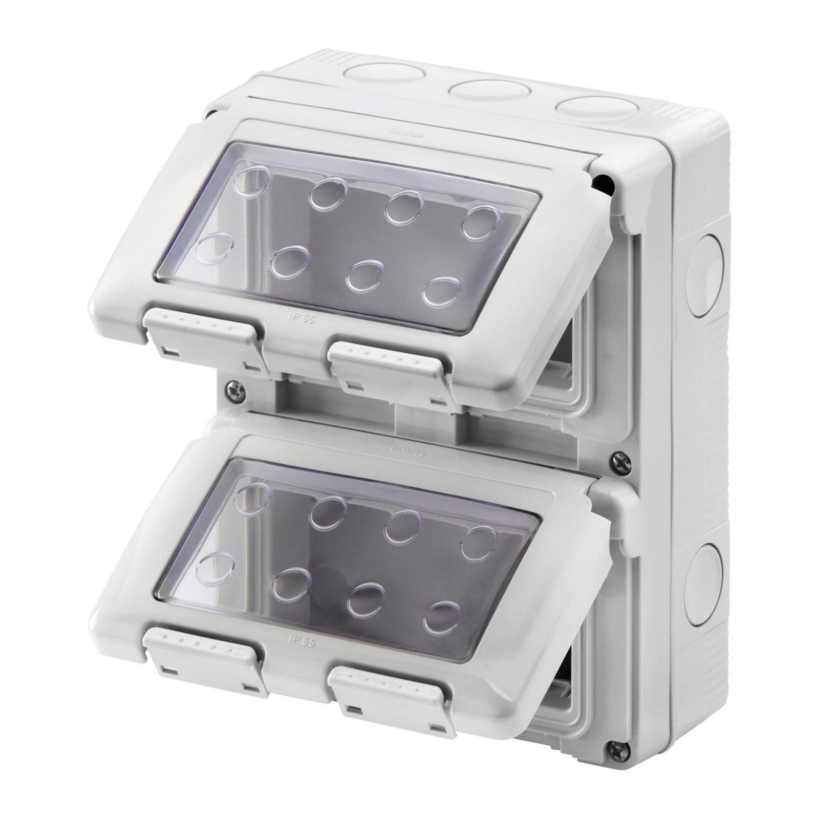 Contenedor estanco para aparatos system Gewiss, vertical, 8 módulos, módulo 4x2, gris RAL 7035, IP55 - referencia GW27051