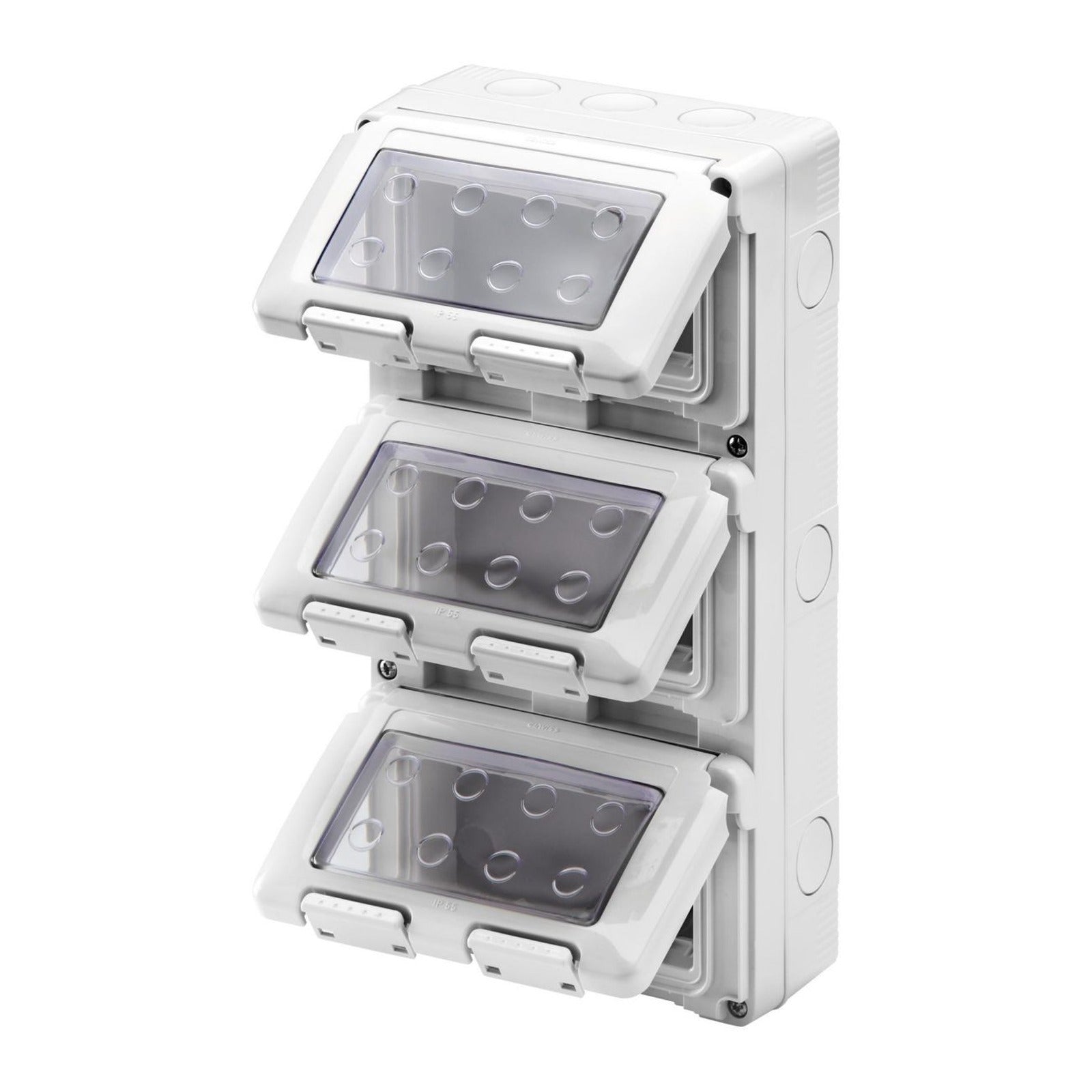 Contenedor estanco para aparatos system Gewiss, vertical, 12 módulos, módulo 4x3, gris RAL 7035, IP55 - referencia GW27052